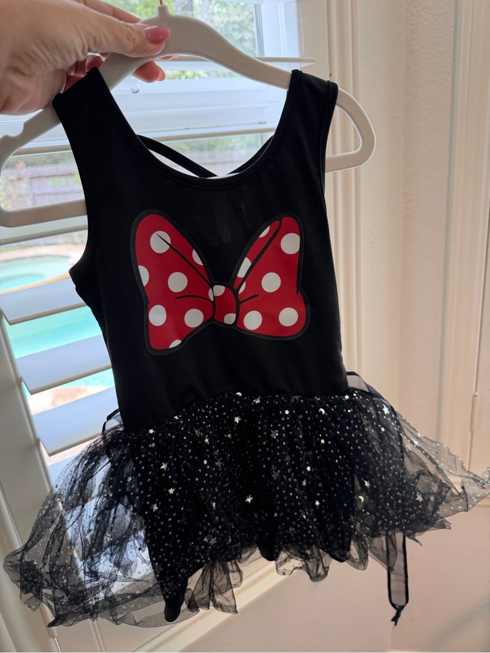 Black Kids Tutu Costume Dress with Red Polka Dot Bow